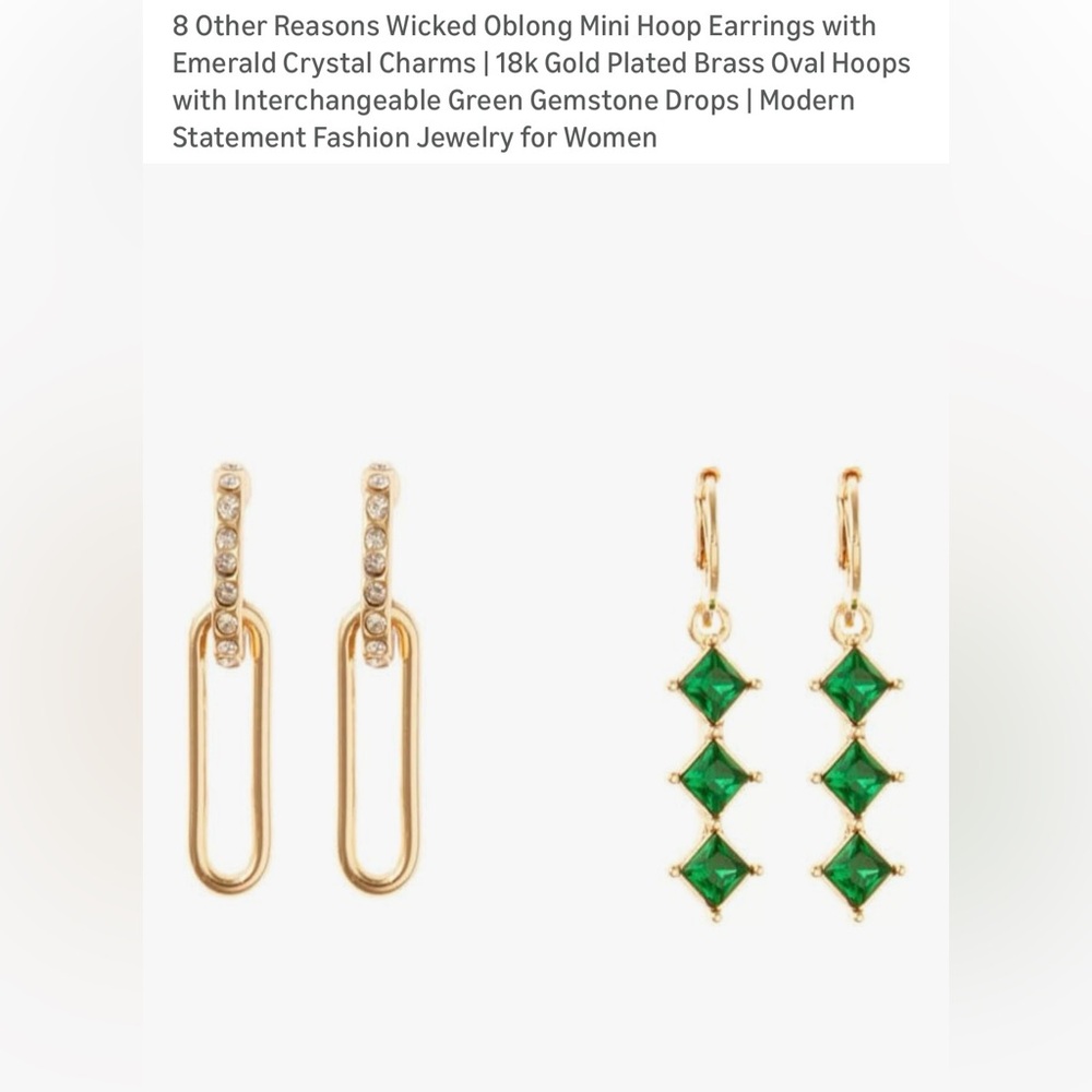 New Oblong Mini Hoop with Emerald Charms from 8 Other Reasons x Wicked collab